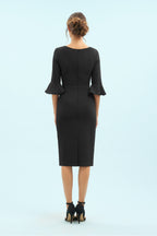 Gigi 3/4 Fluted Sleeve Pencil Dress