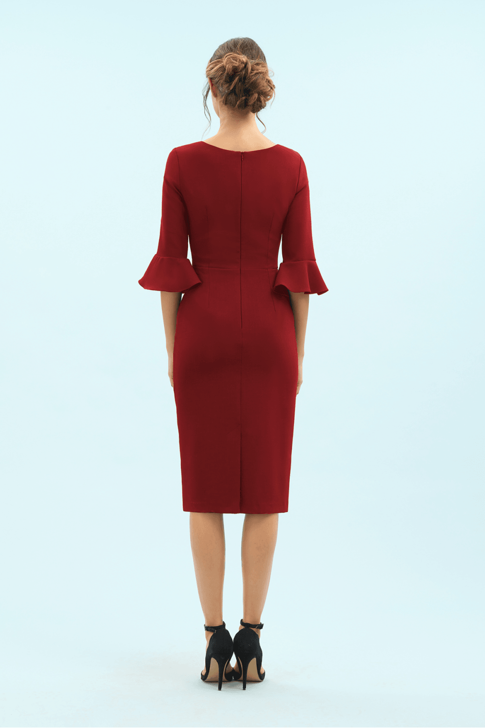 Gigi 3/4 Fluted Sleeve Pencil Dress