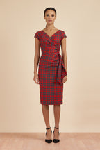 Hourglass Tartan Faux Wrap Pencil Dress