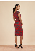 Hourglass Tartan Faux Wrap Pencil Dress