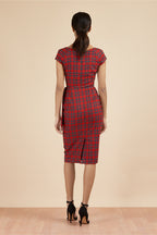 Hourglass Tartan Faux Wrap Pencil Dress
