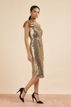 Millie Sequin Bow Pencil Dress