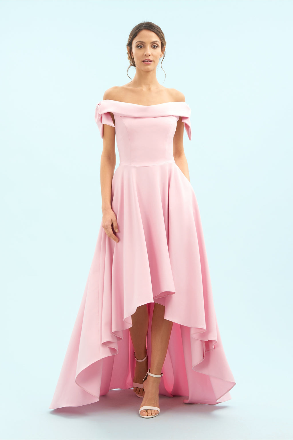Tilly Off The Shoulder Bow High-Low Gown
