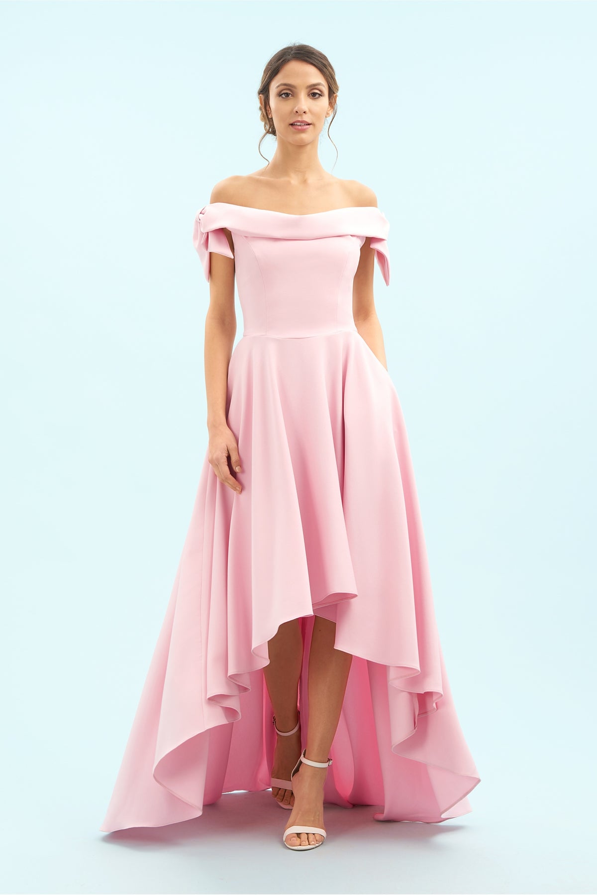 Tilly Off The Shoulder Bow High-Low Gown
