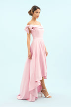 Tilly Off The Shoulder Bow High-Low Gown