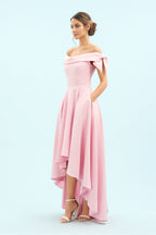 Tilly Off The Shoulder Bow High-Low Gown