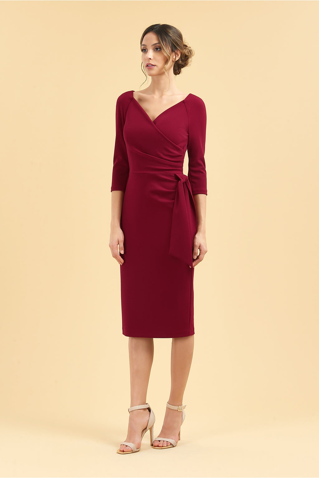 Hourglass 3/4 Sleeve Pencil Dress