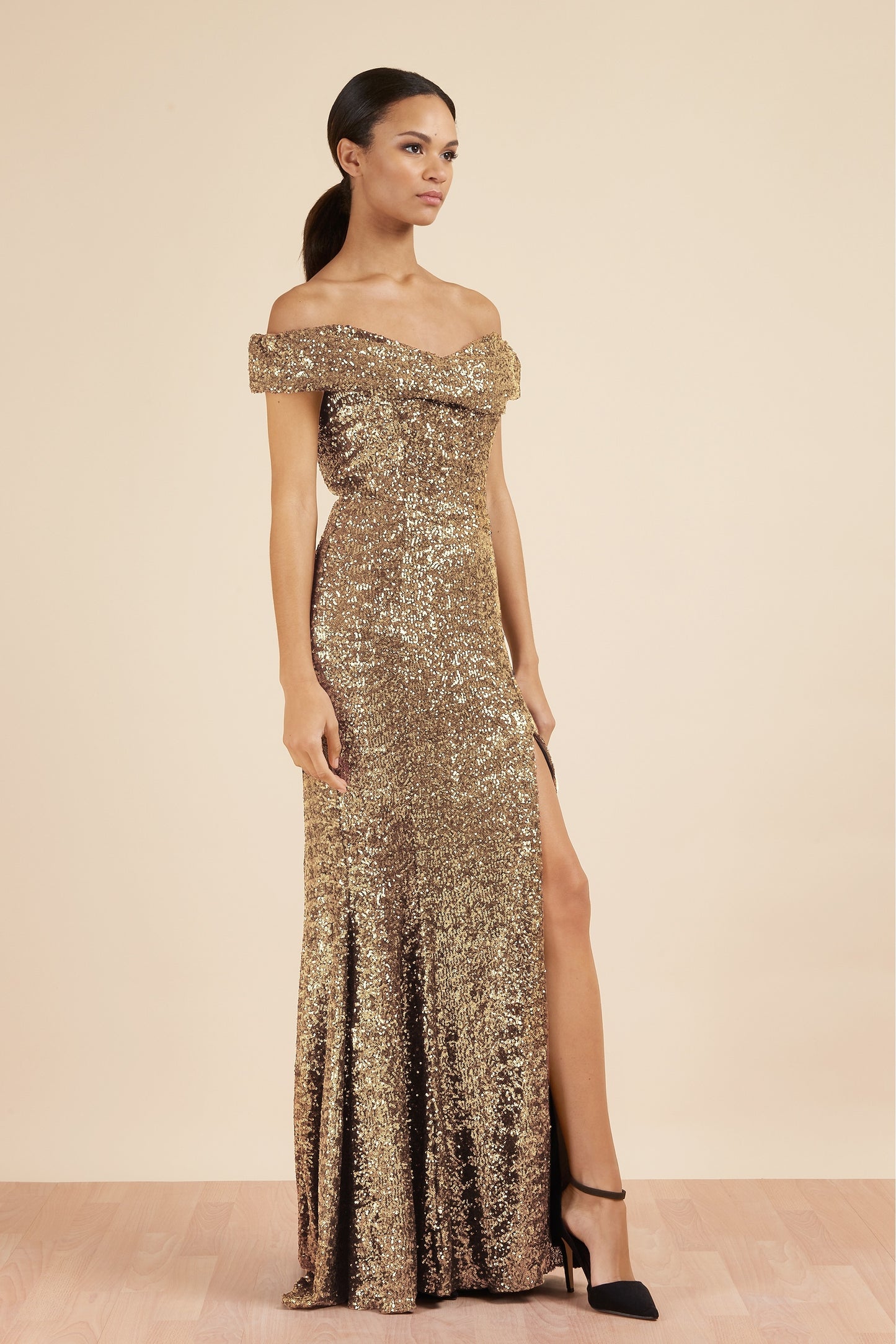 Thea Sequin Side Split Gown
