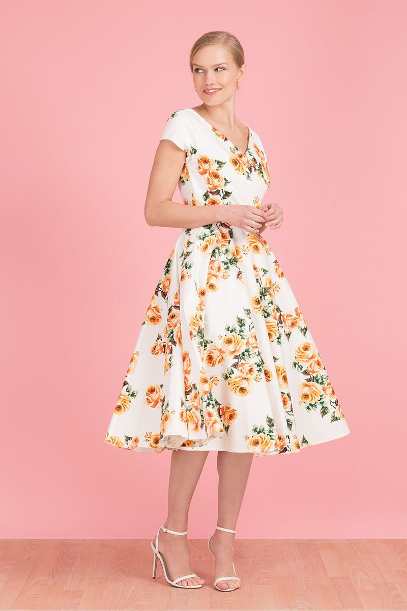 Hourglass VINTAGE Rose Swing Dress - Amber