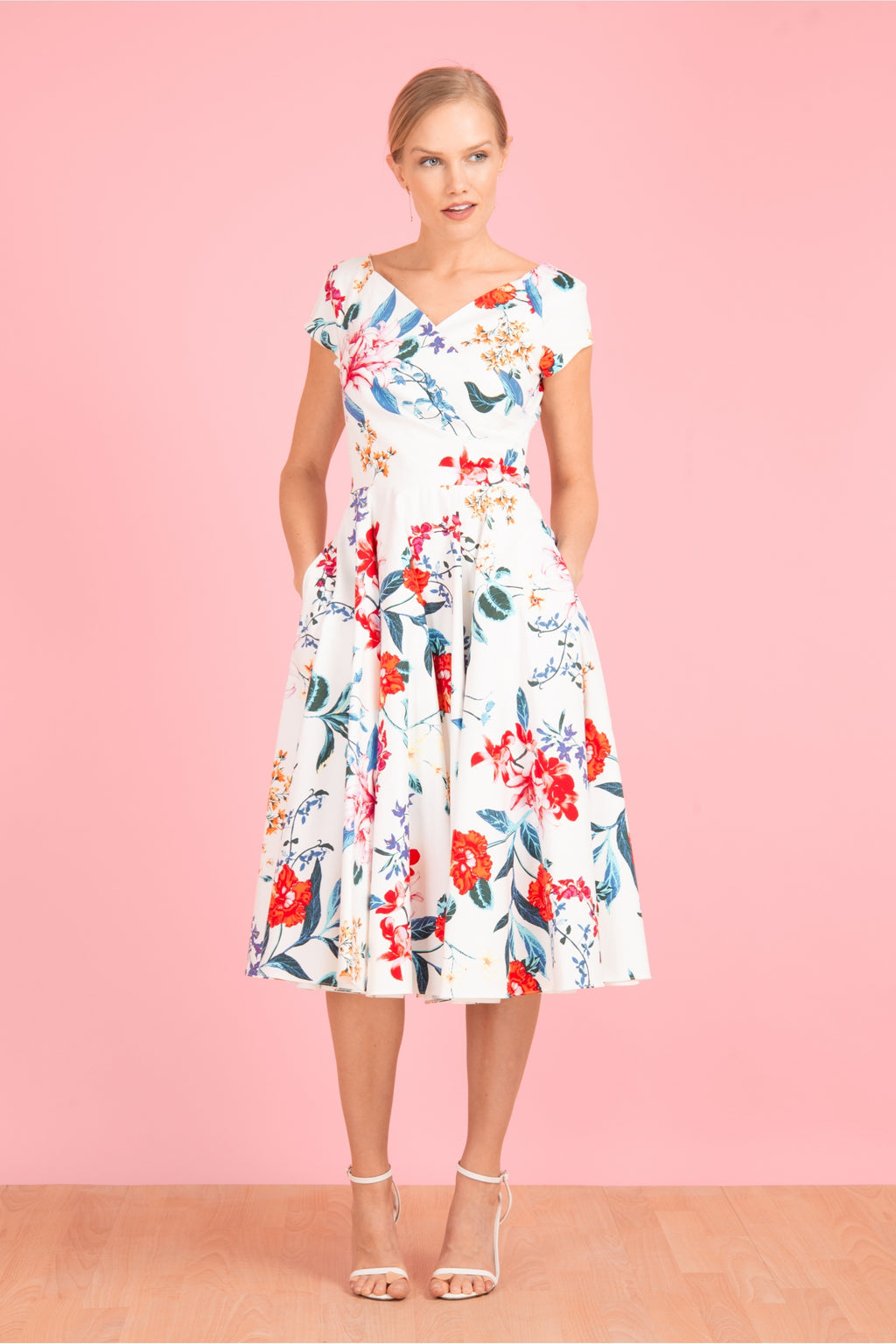 Hourglass Hibiscus Swing Dress