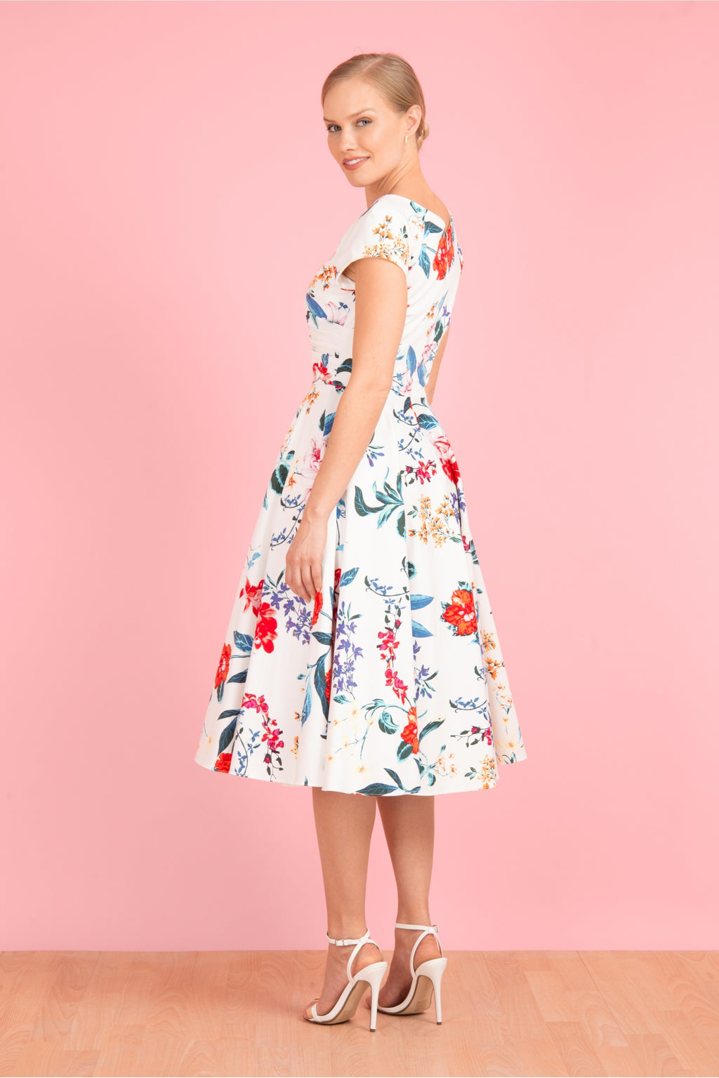 Hourglass Hibiscus Swing Dress