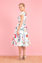 Hourglass Hibiscus Swing Dress