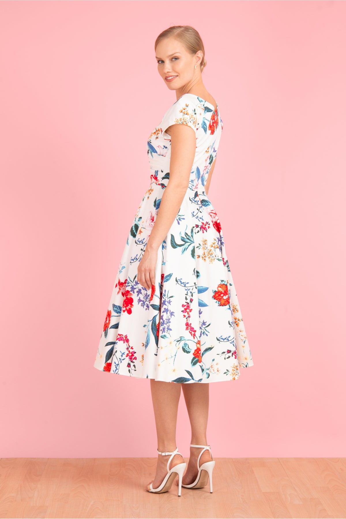 Hourglass Hibiscus Swing Dress