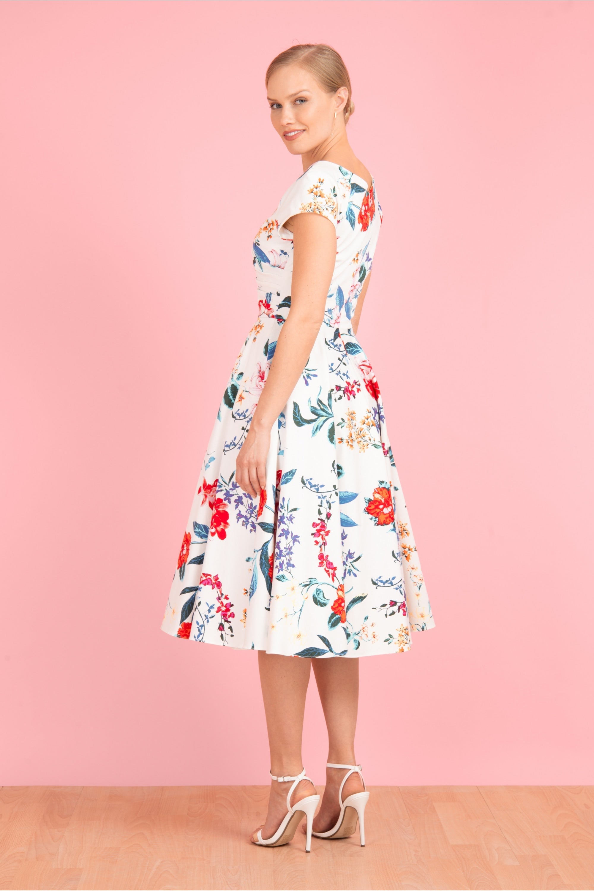 Hourglass Hibiscus Swing Dress