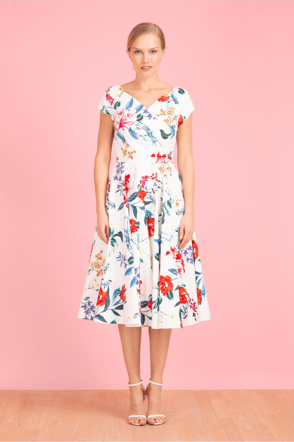 Hourglass Hibiscus Swing Dress