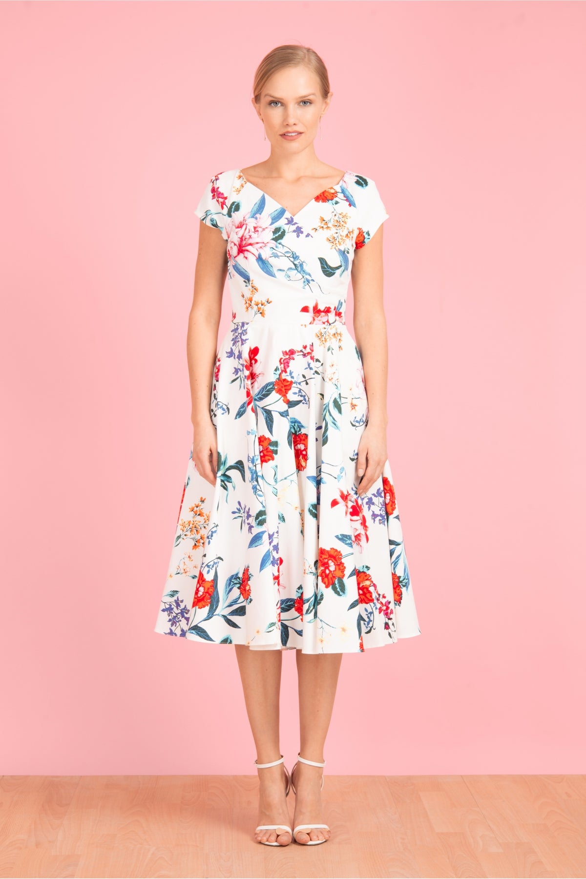 Hourglass Hibiscus Swing Dress