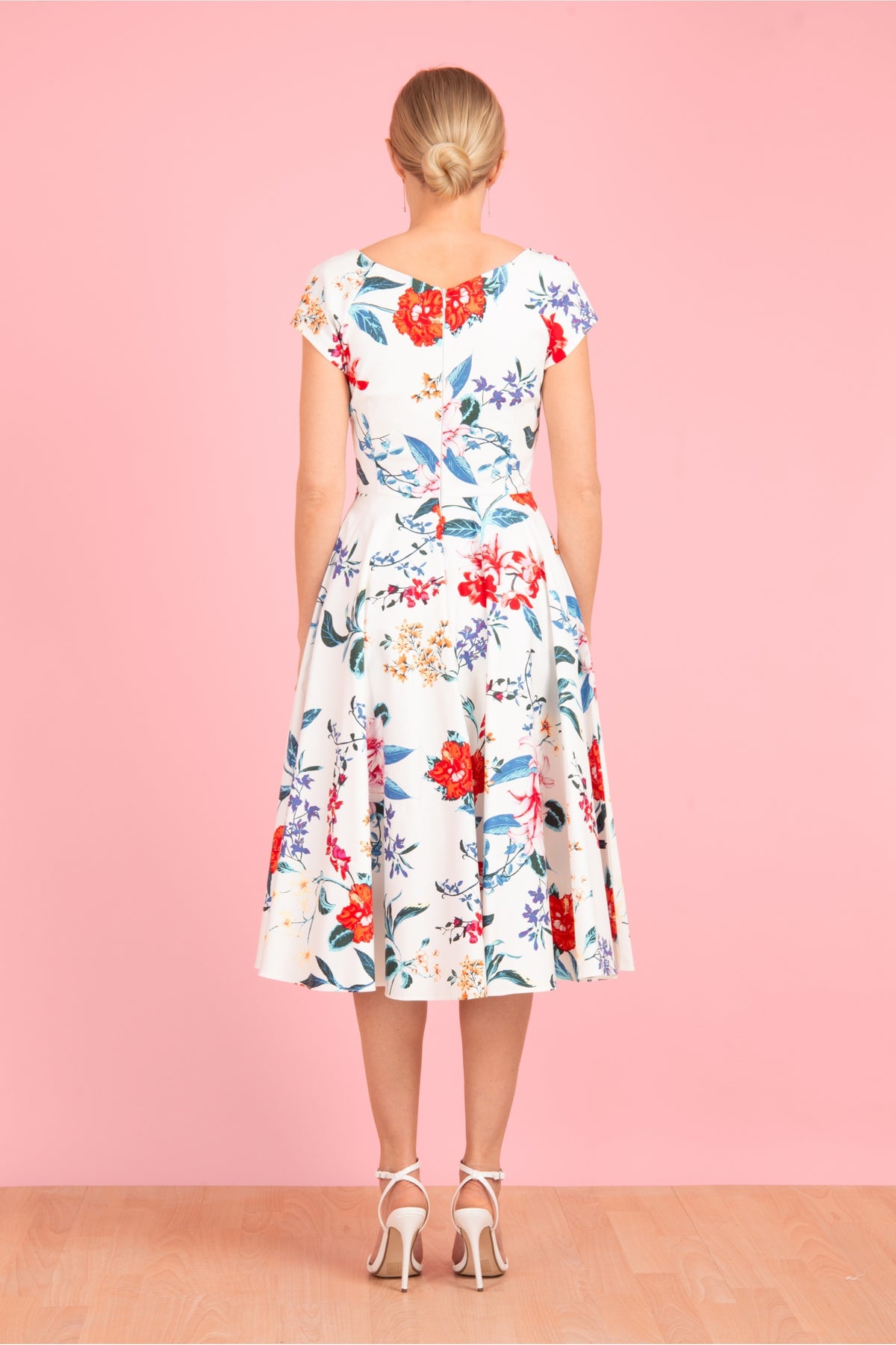 Hourglass Hibiscus Swing Dress