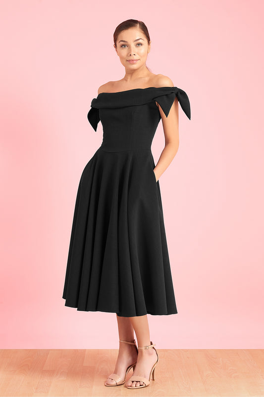 Tilly Off The Shoulder Bow Midi Dress