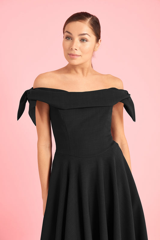 Tilly Off The Shoulder Bow Midi Dress