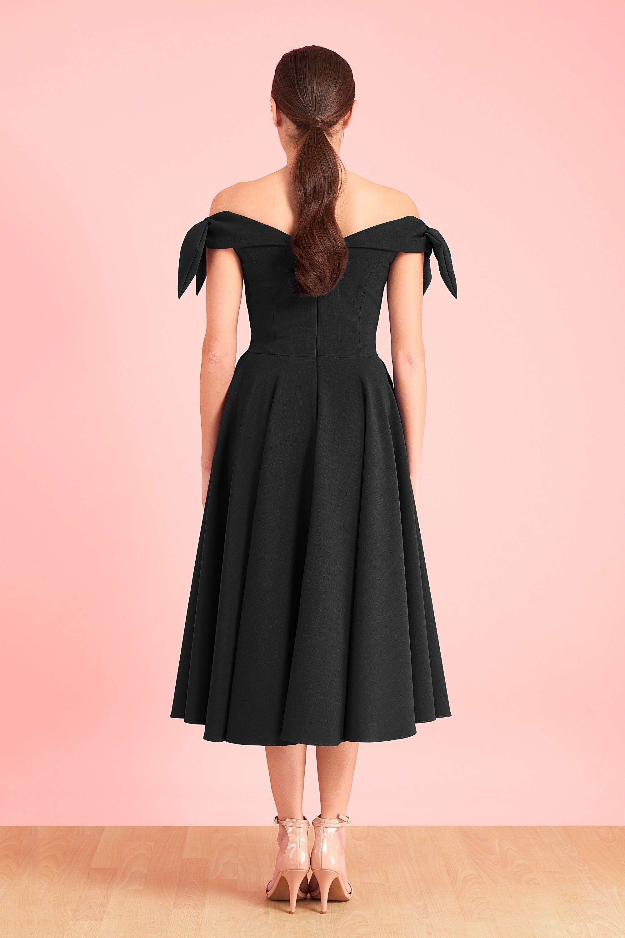 Tilly Off The Shoulder Bow Midi Dress