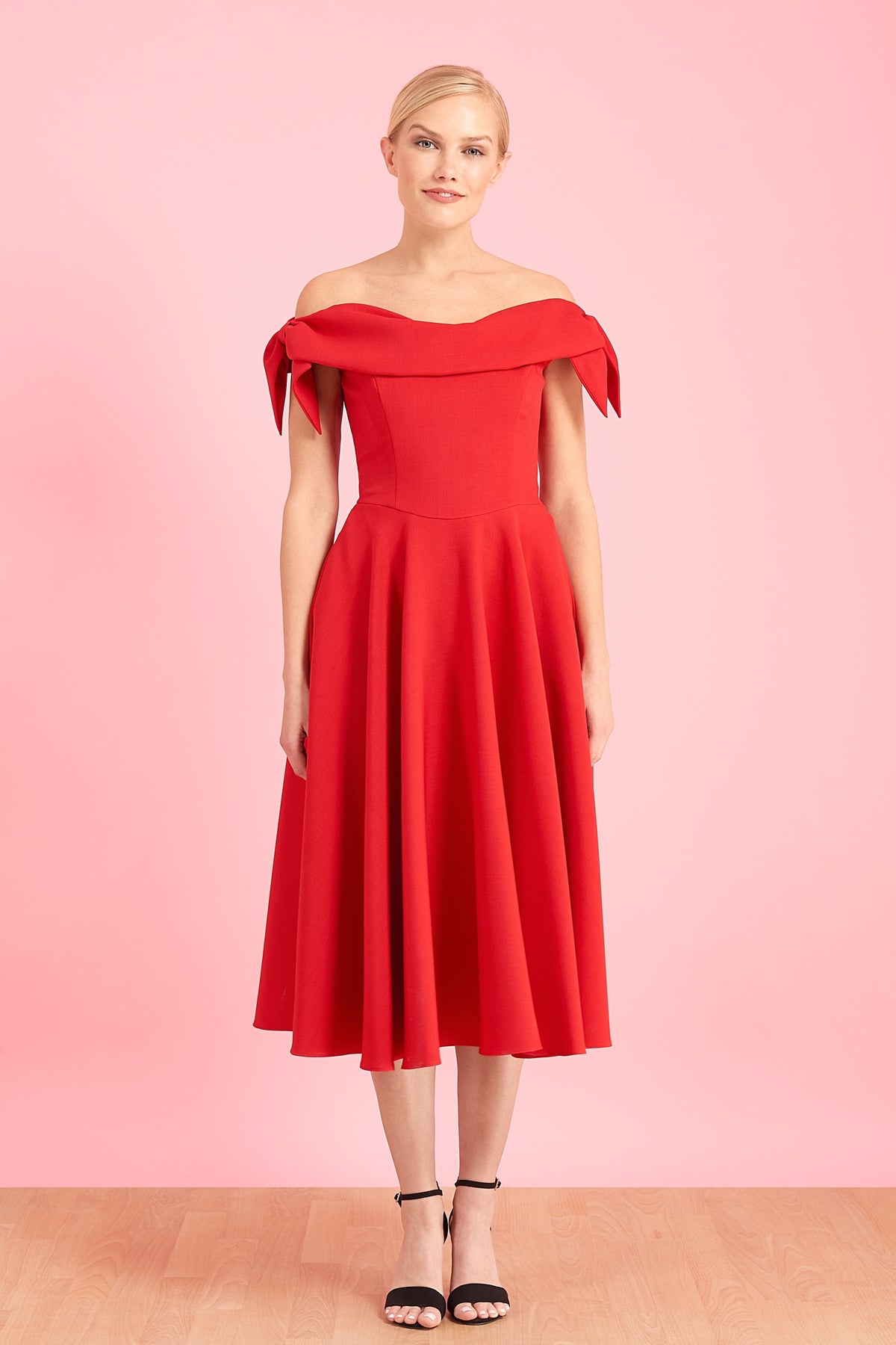 Tilly Off The Shoulder Bow Midi Dress