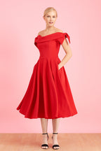 Tilly Off The Shoulder Bow Midi Dress