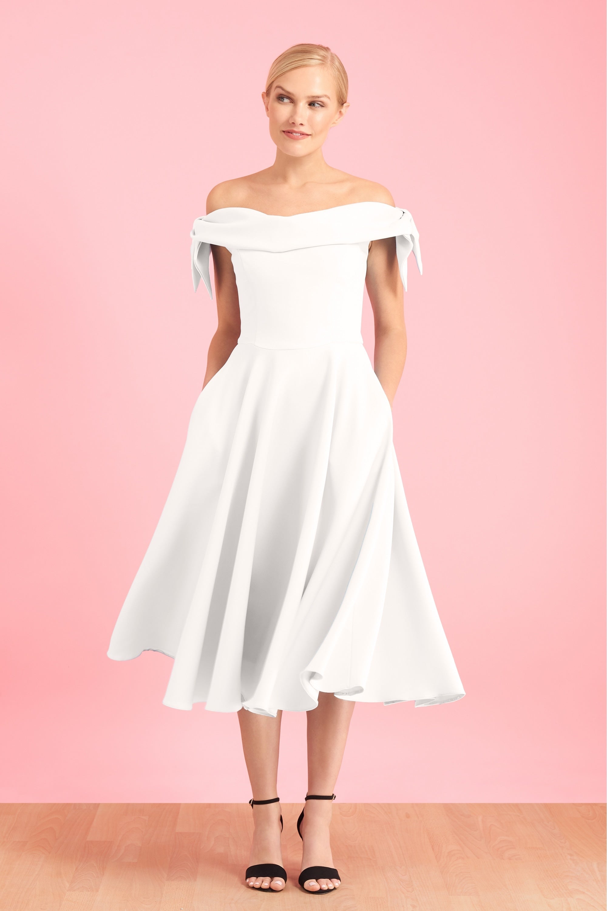 Tilly Off The Shoulder Bow Midi Dress