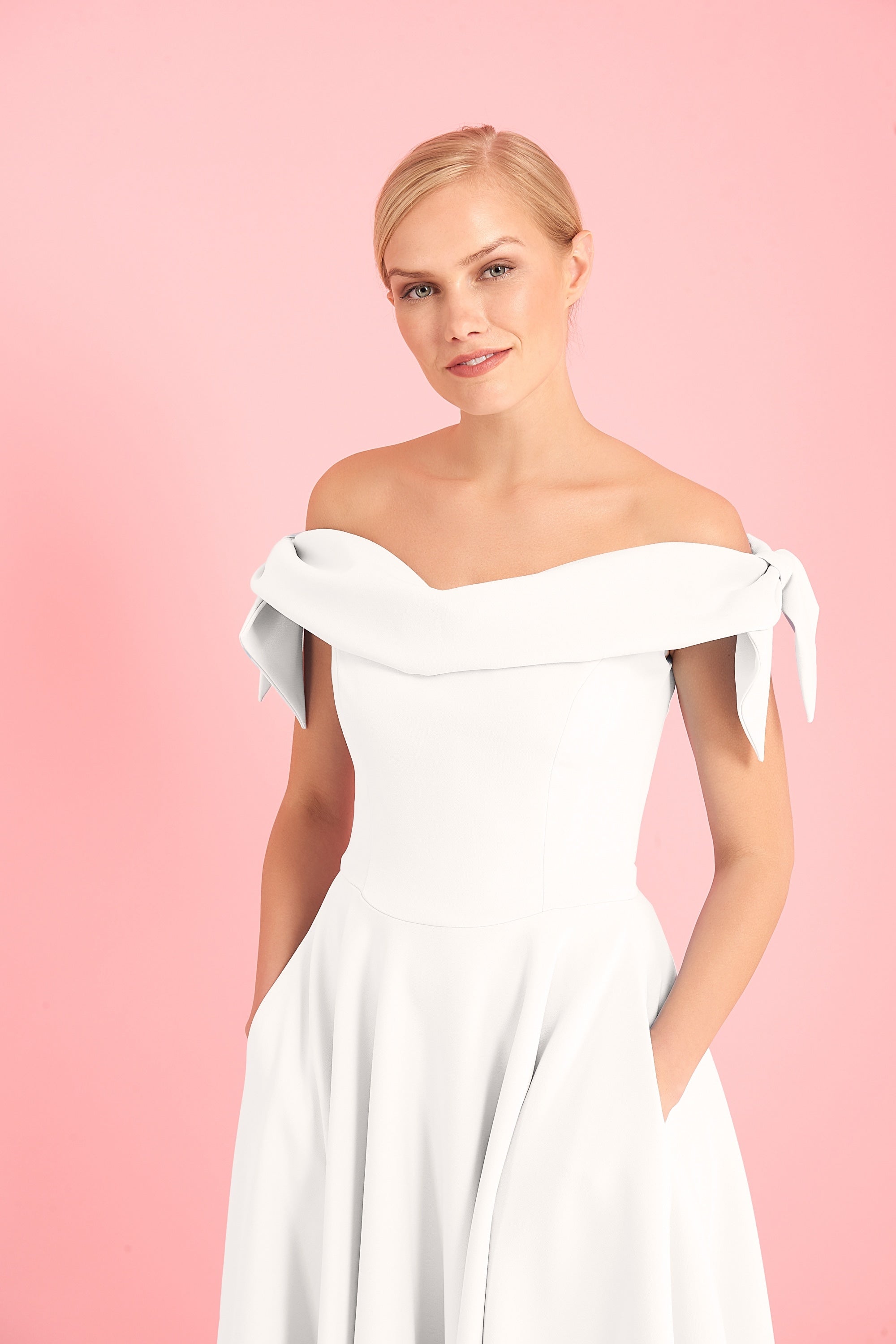 Tilly Off The Shoulder Bow Midi Dress