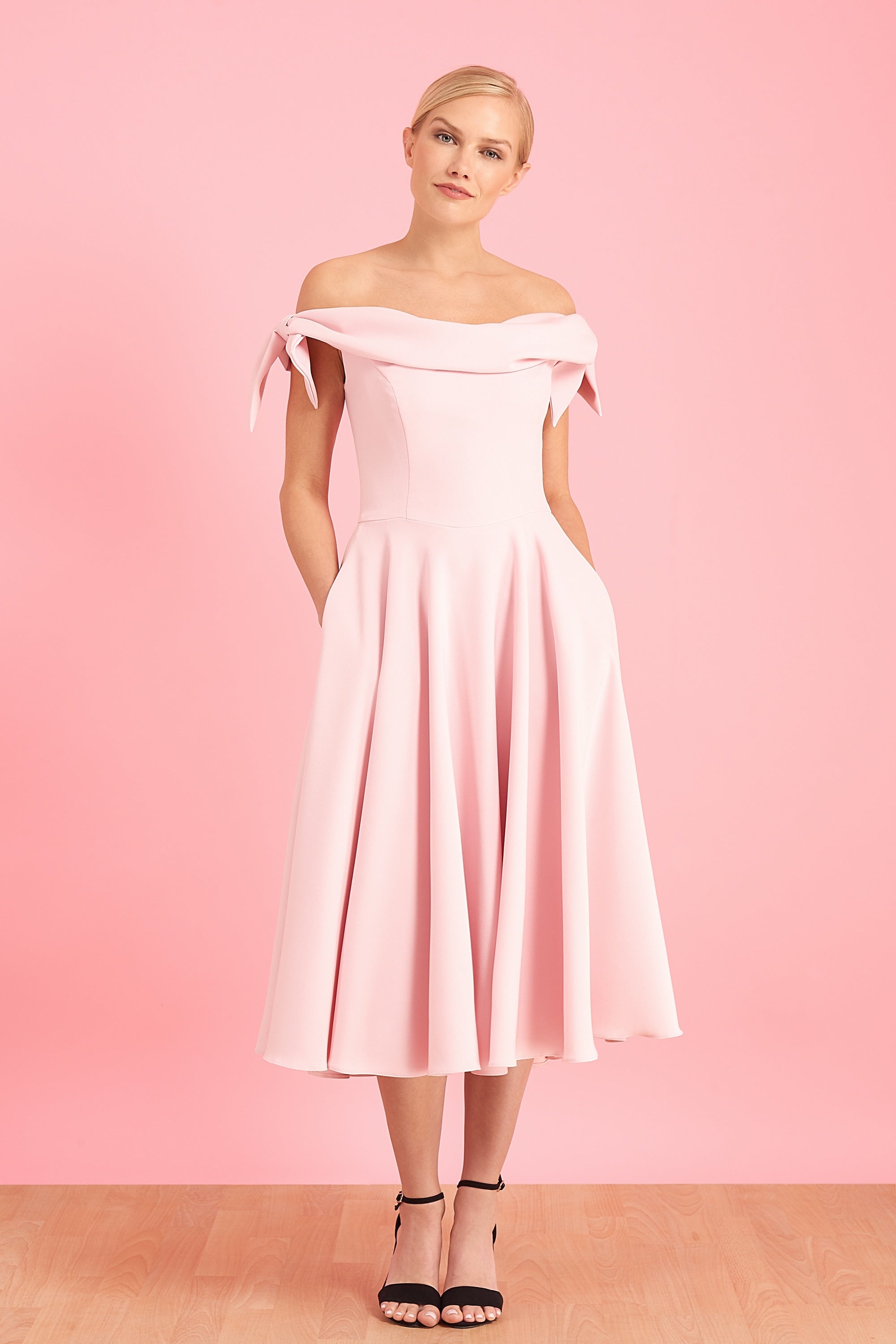 Tilly Off The Shoulder Bow Midi Dress