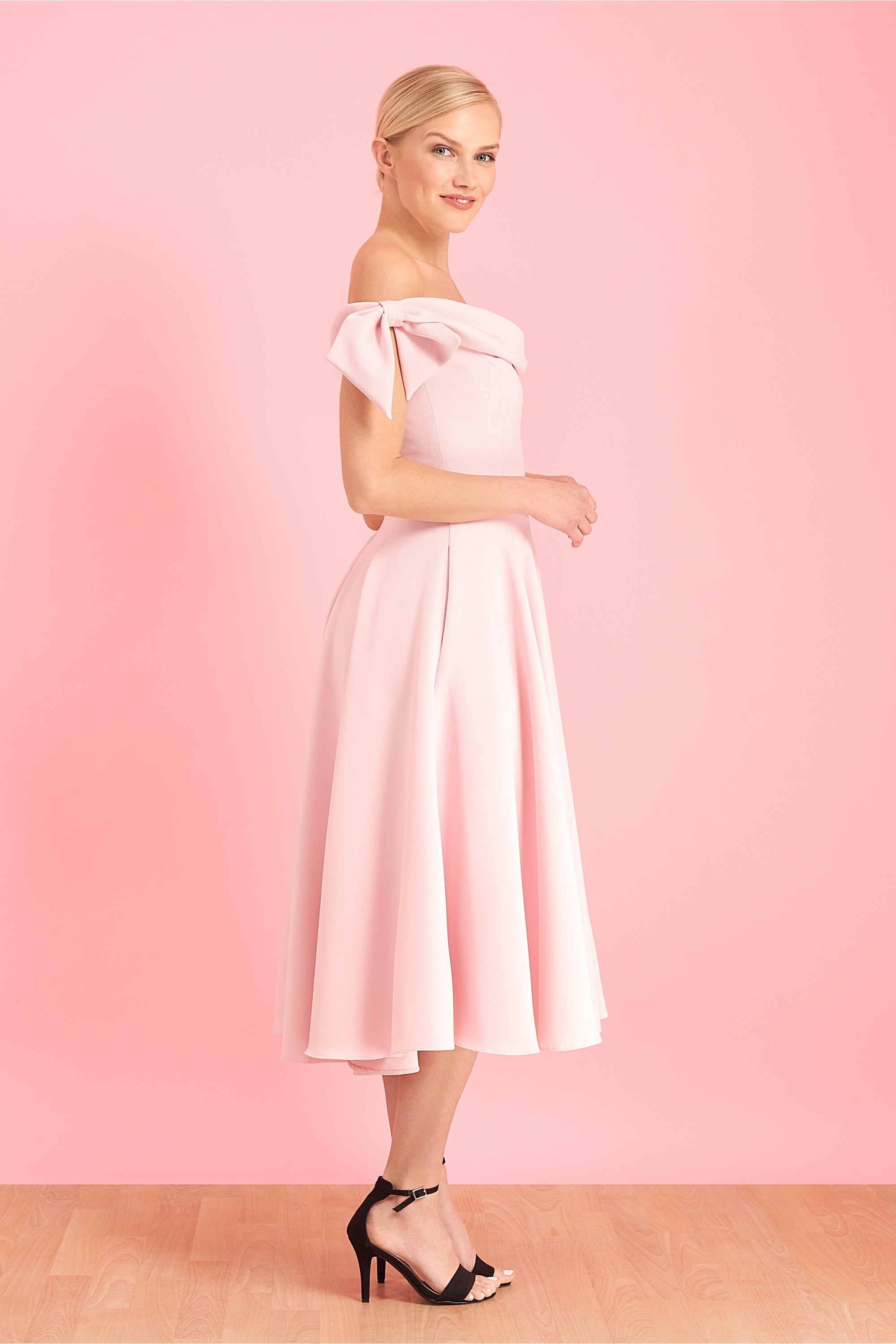 Tilly Off The Shoulder Bow Midi Dress