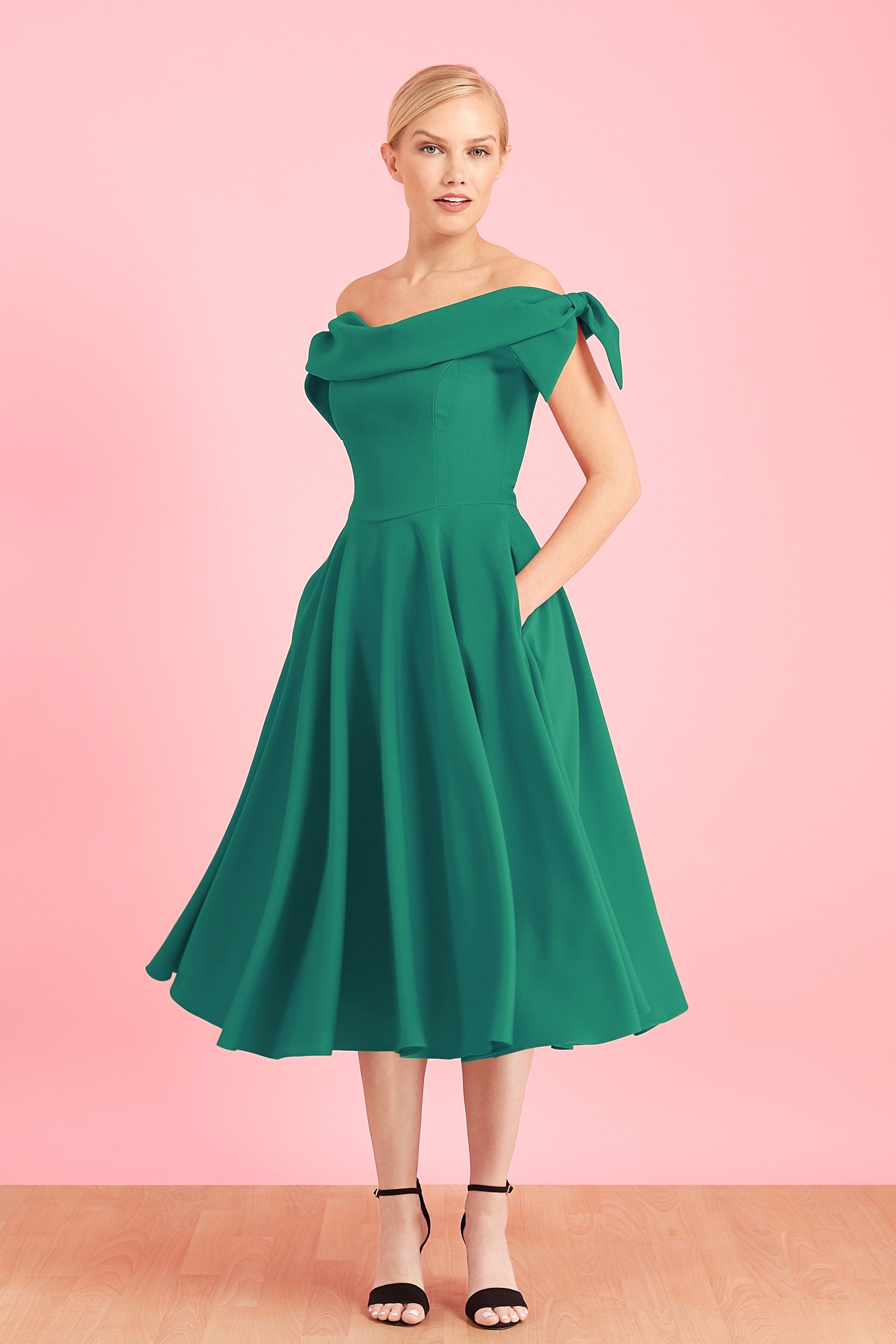 Tilly Off The Shoulder Bow Midi Dress