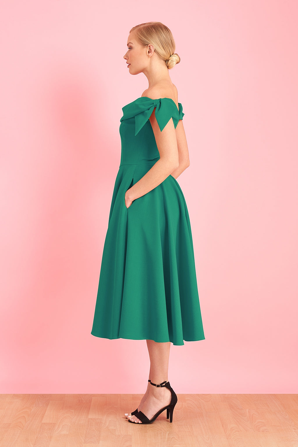 Tilly Off The Shoulder Bow Midi Dress
