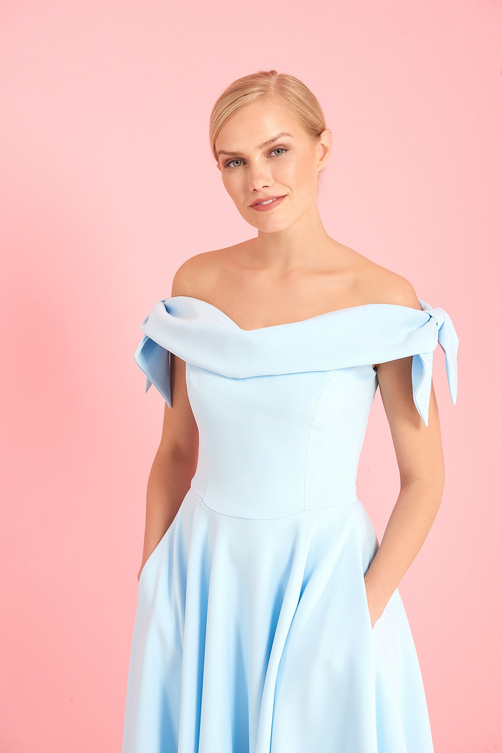 Tilly Off The Shoulder Bow Midi Dress