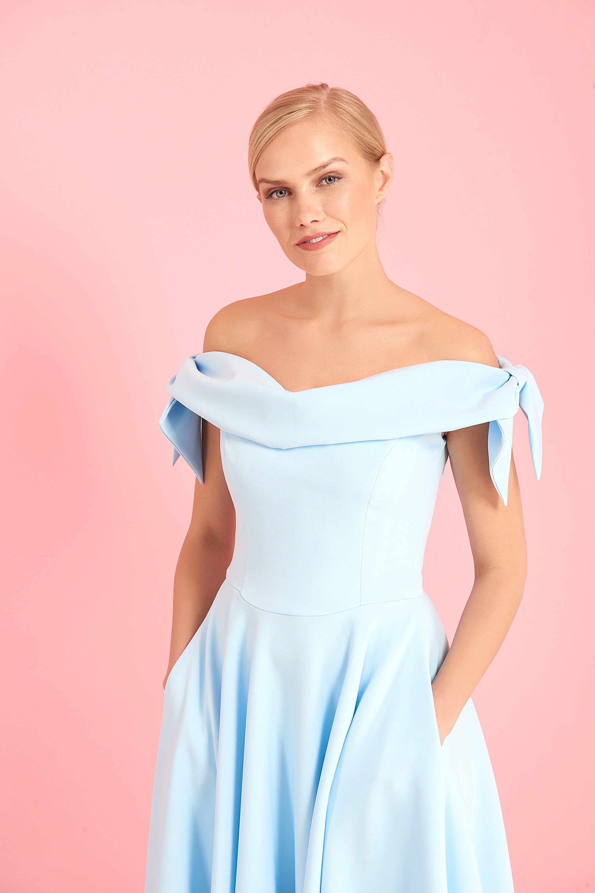 Tilly Off The Shoulder Bow Midi Dress