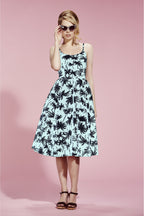 Priscilla Retro Palm Midi Dress