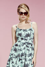Priscilla Retro Palm Midi Dress