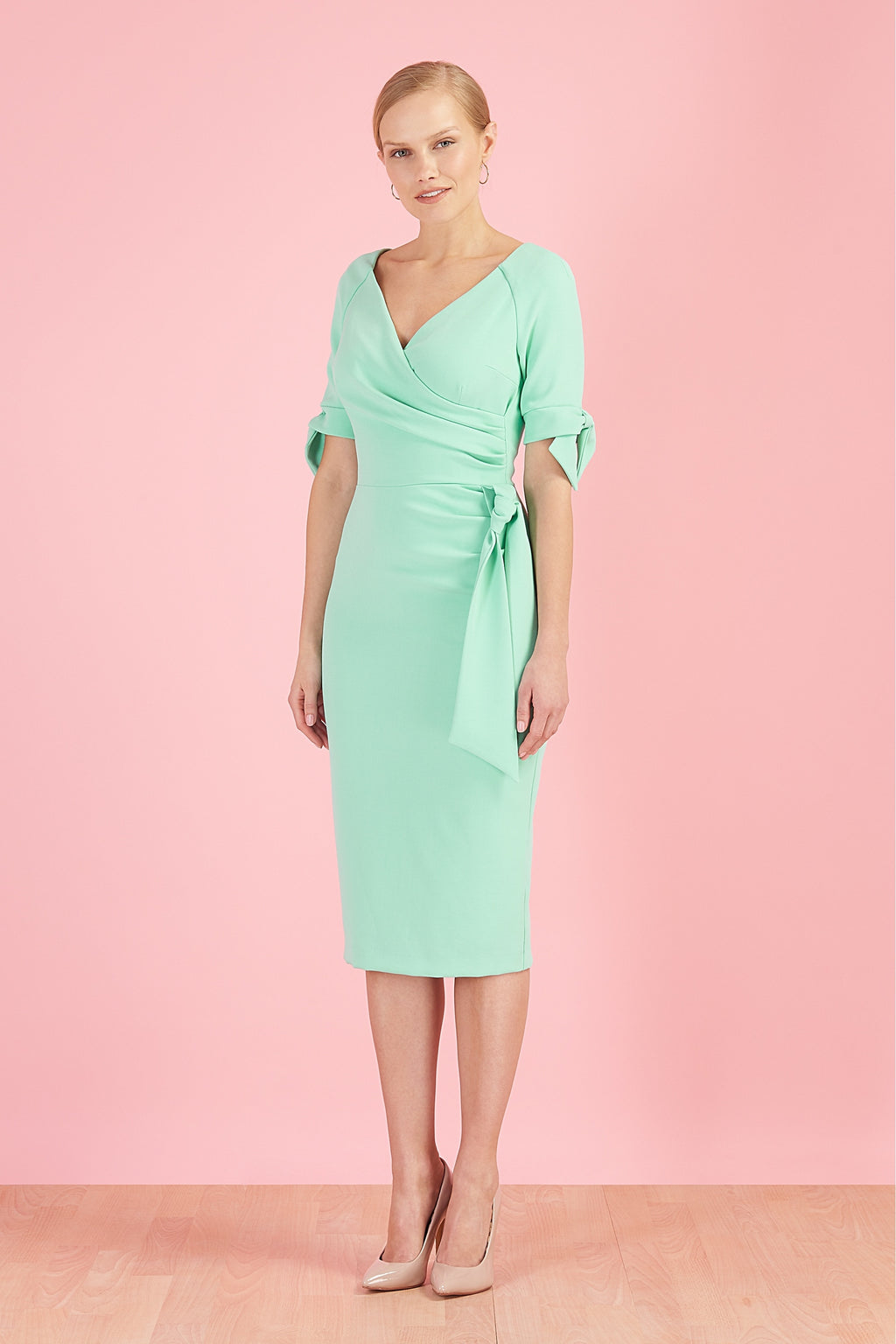 Hourglass Mid Sleeve BOW Pencil Dress