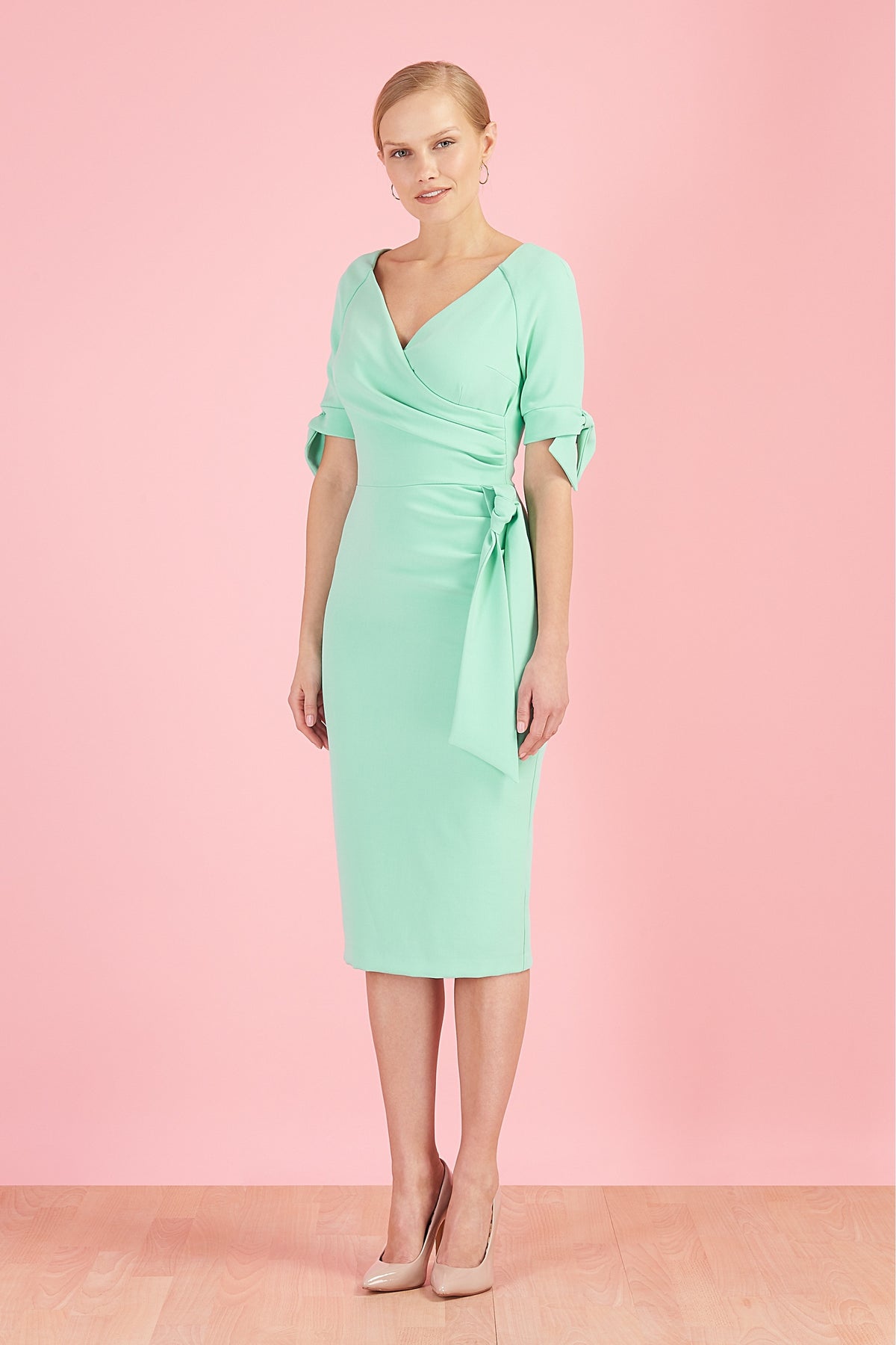 Hourglass Mid Sleeve BOW Pencil Dress