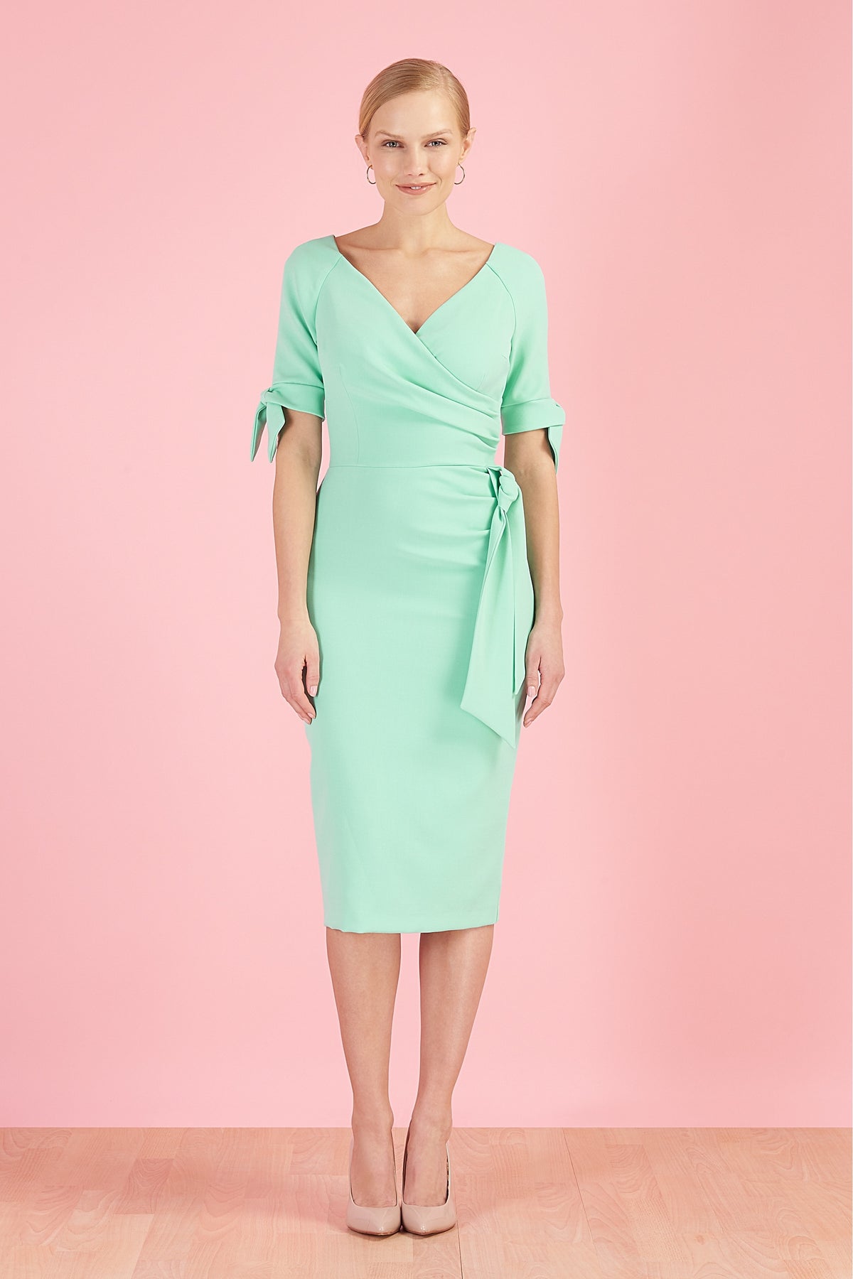 Hourglass Mid Sleeve BOW Pencil Dress