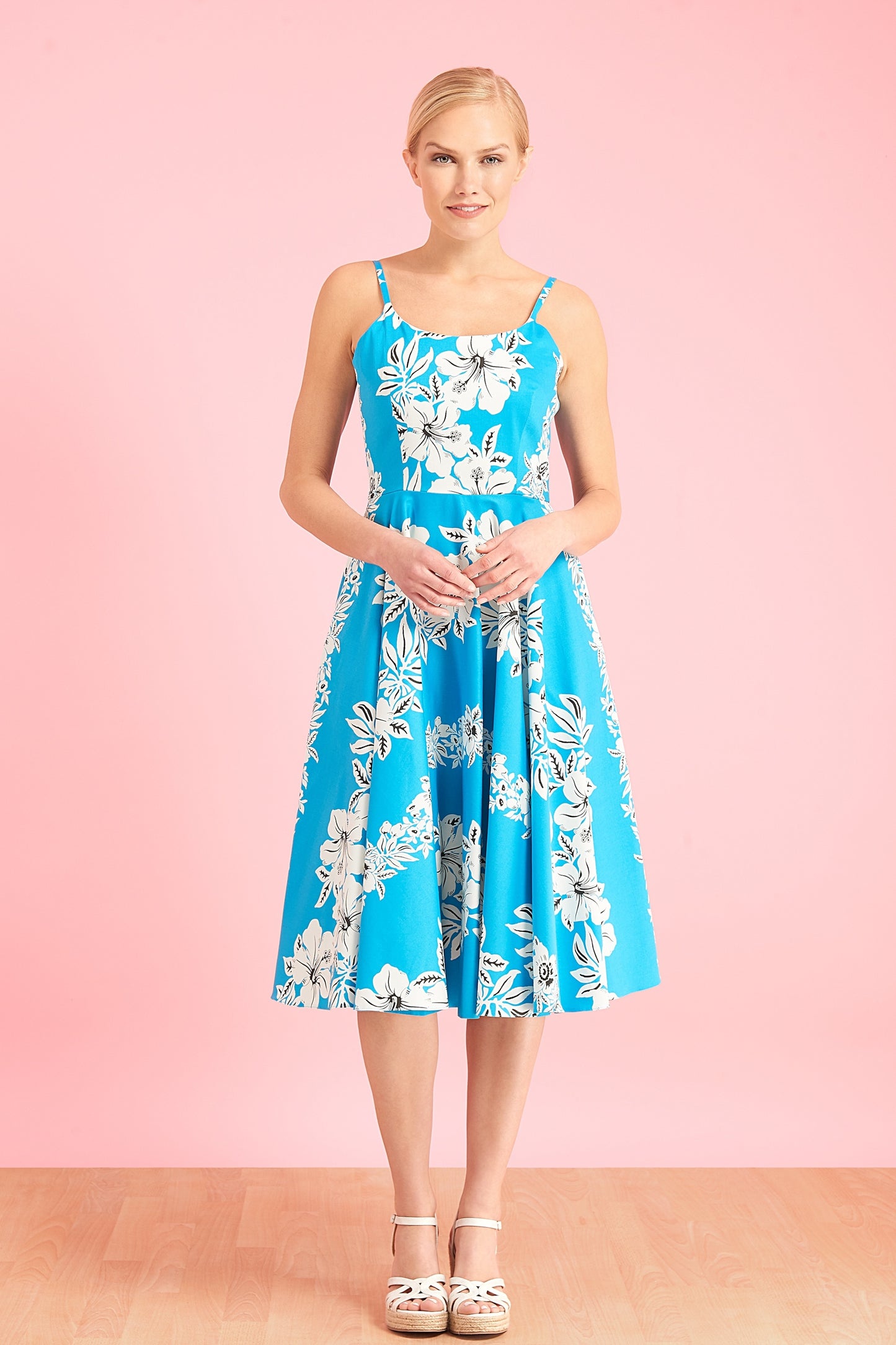 Priscilla Hawaiian Midi Swing Dress