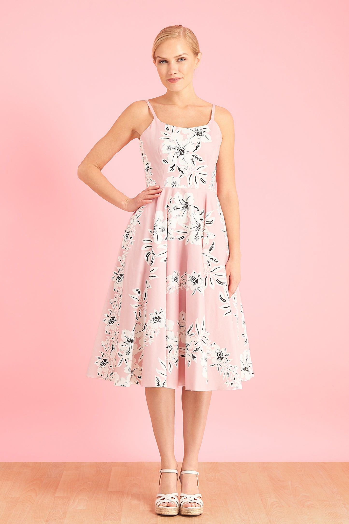 Priscilla Hawaiian Midi Swing Dress