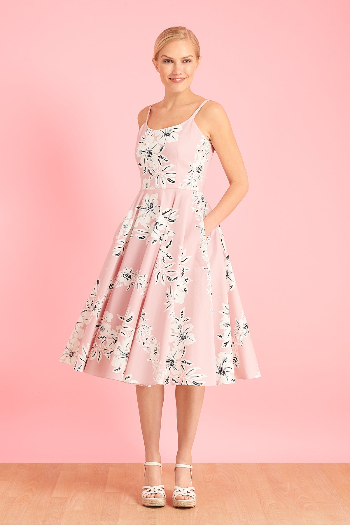 Priscilla Hawaiian Midi Swing Dress
