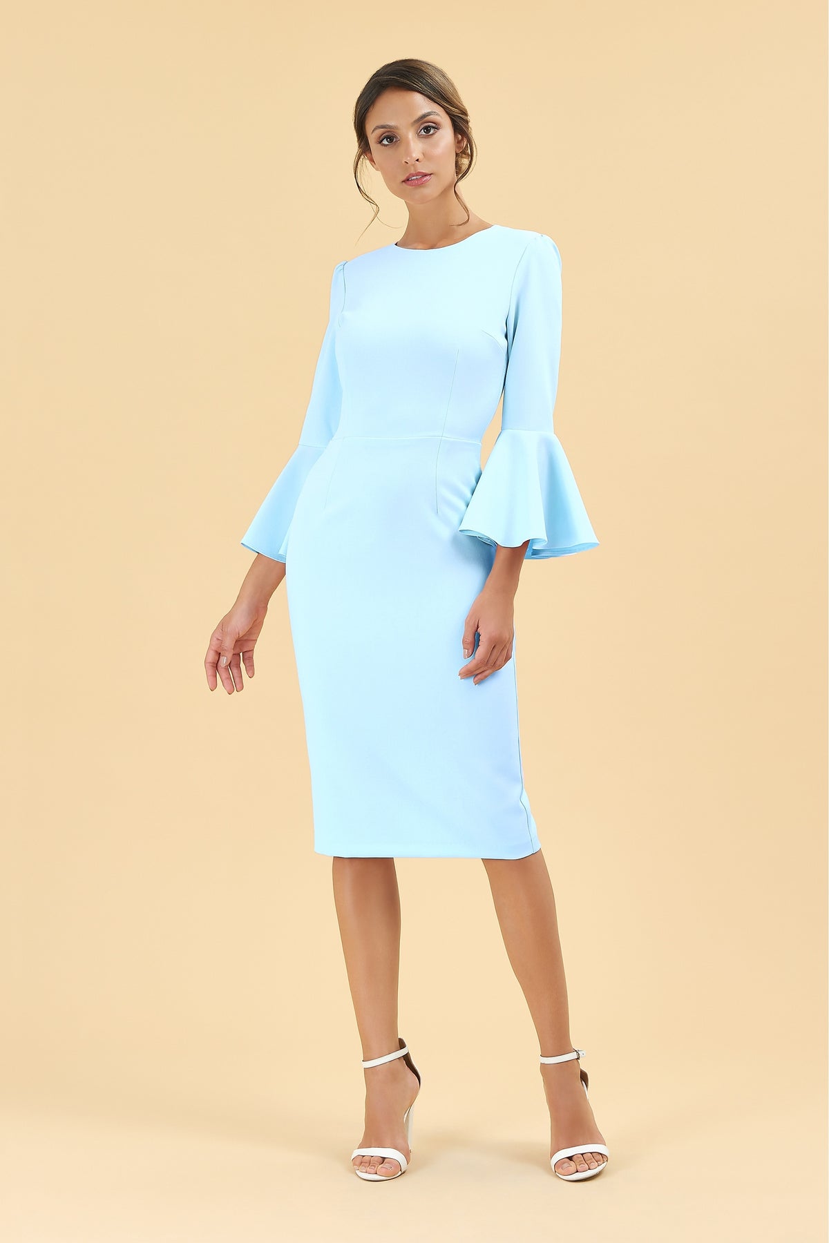 Gia Oversized Fluted Sleeve Pencil Dress