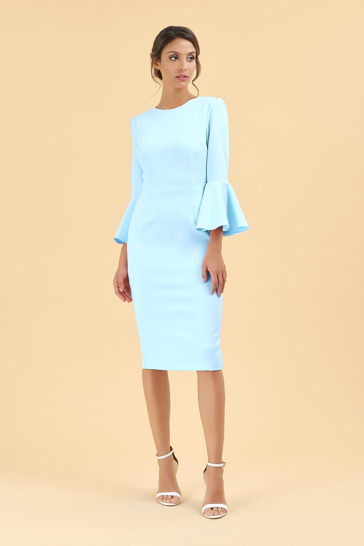 Gia Oversized Fluted Sleeve Pencil Dress