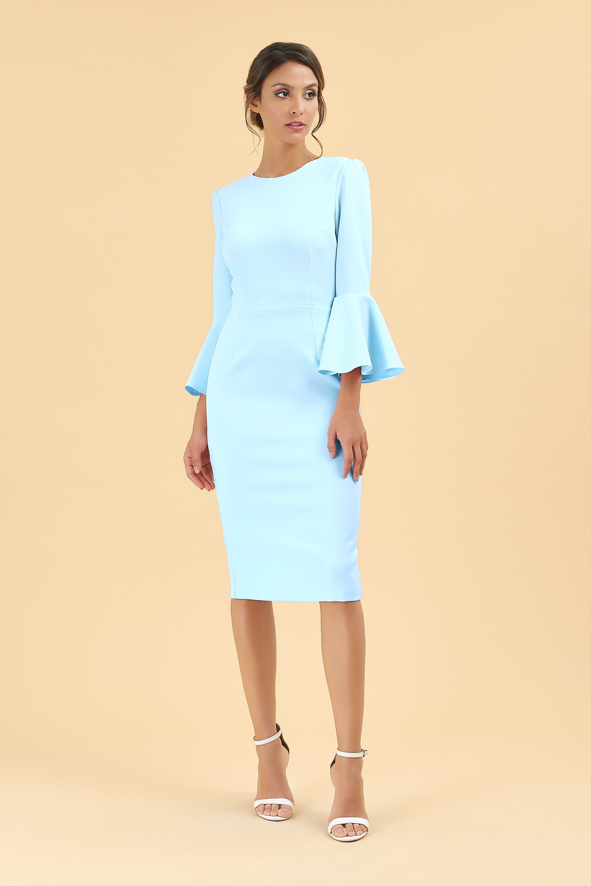 Gia Oversized Fluted Sleeve Pencil Dress