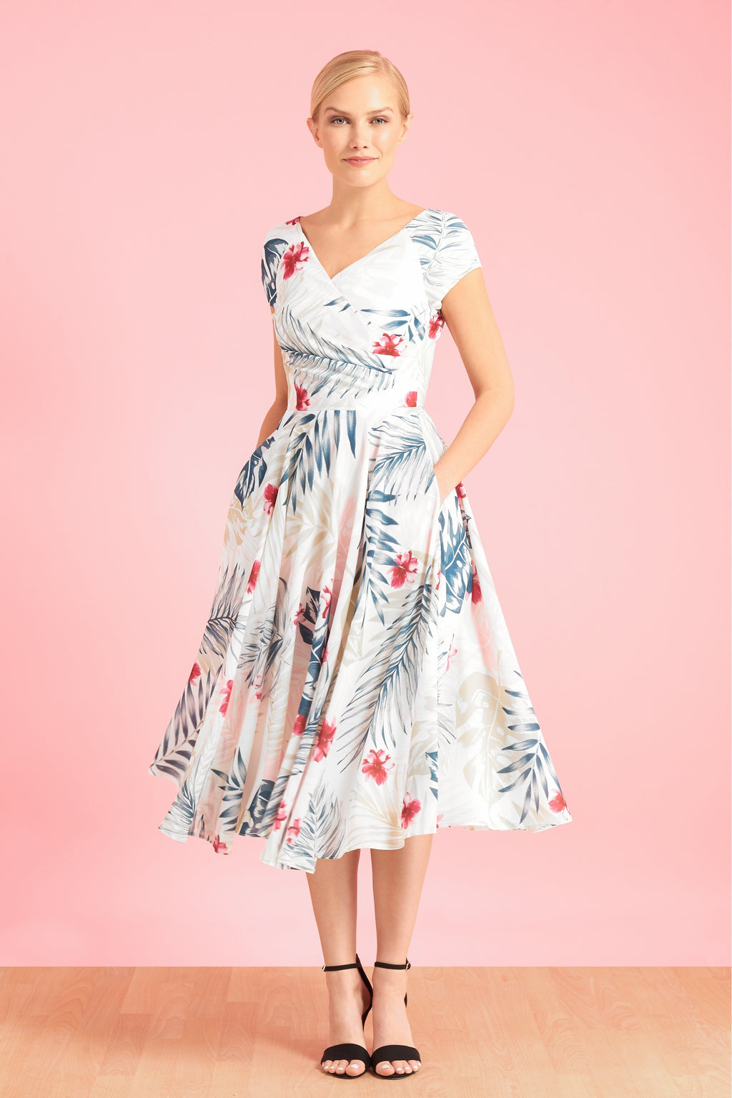Hourglass Hawaiian Georgette Swing Dress