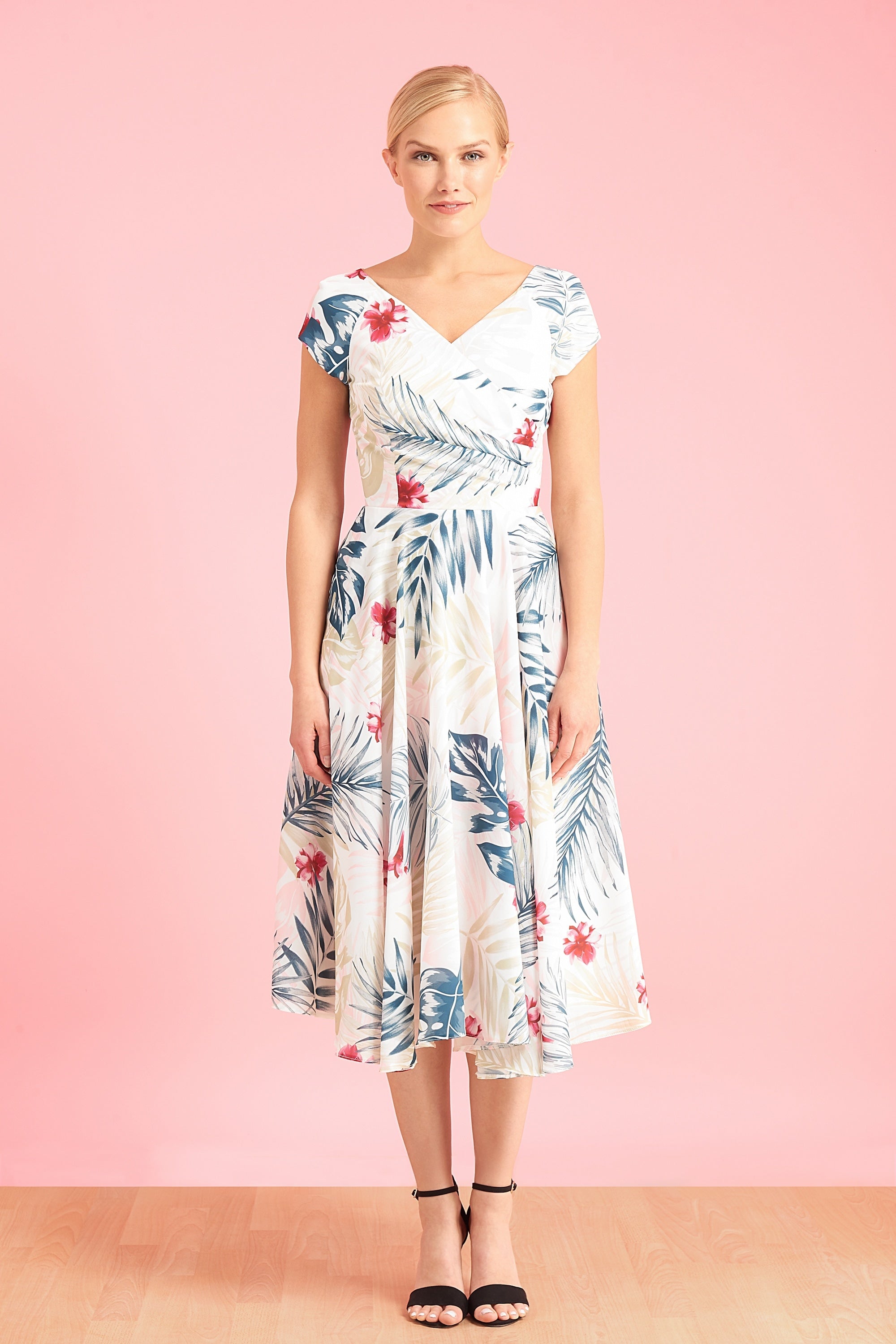 Hourglass Hawaiian Georgette Swing Dress