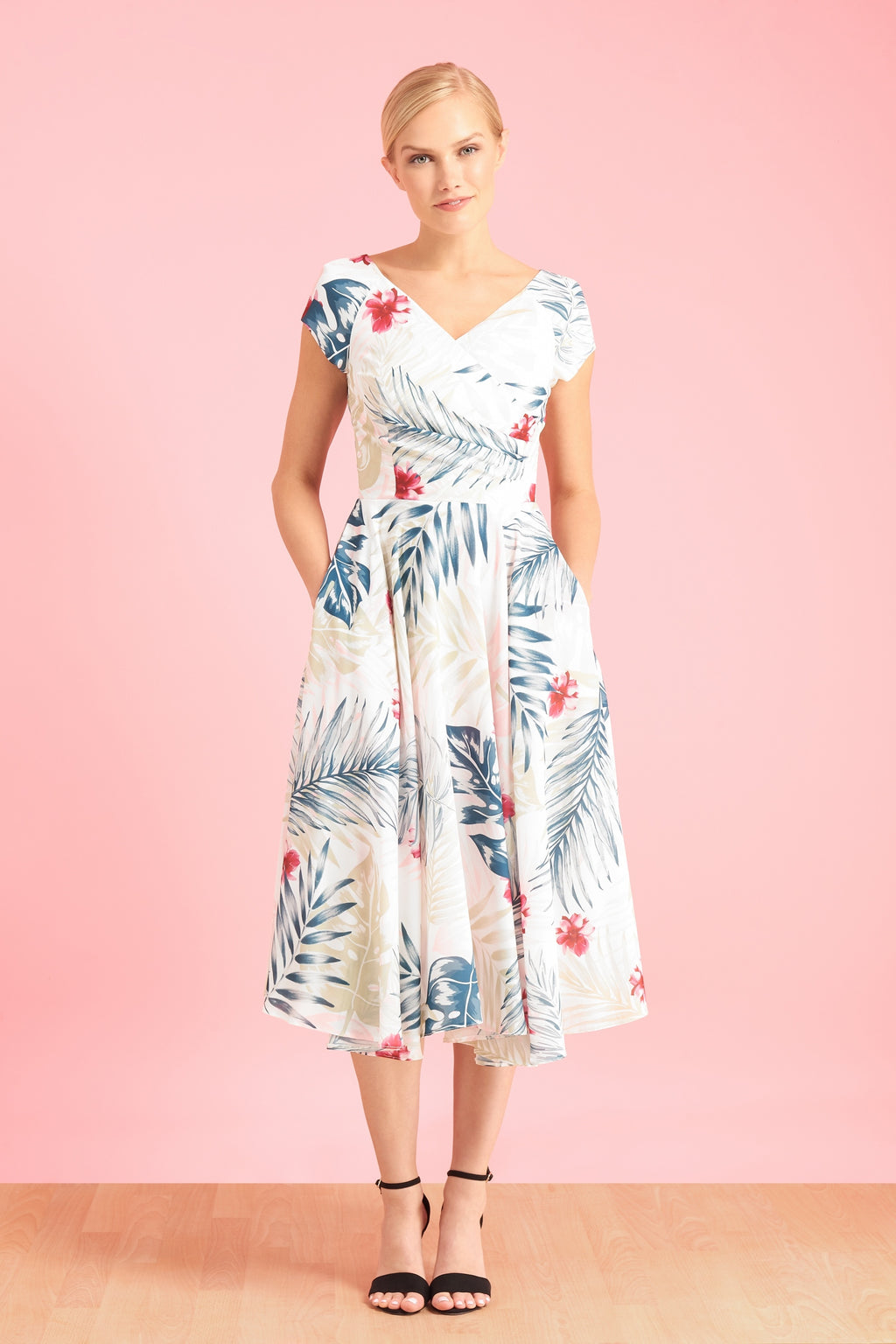 Hourglass Hawaiian Georgette Swing Dress