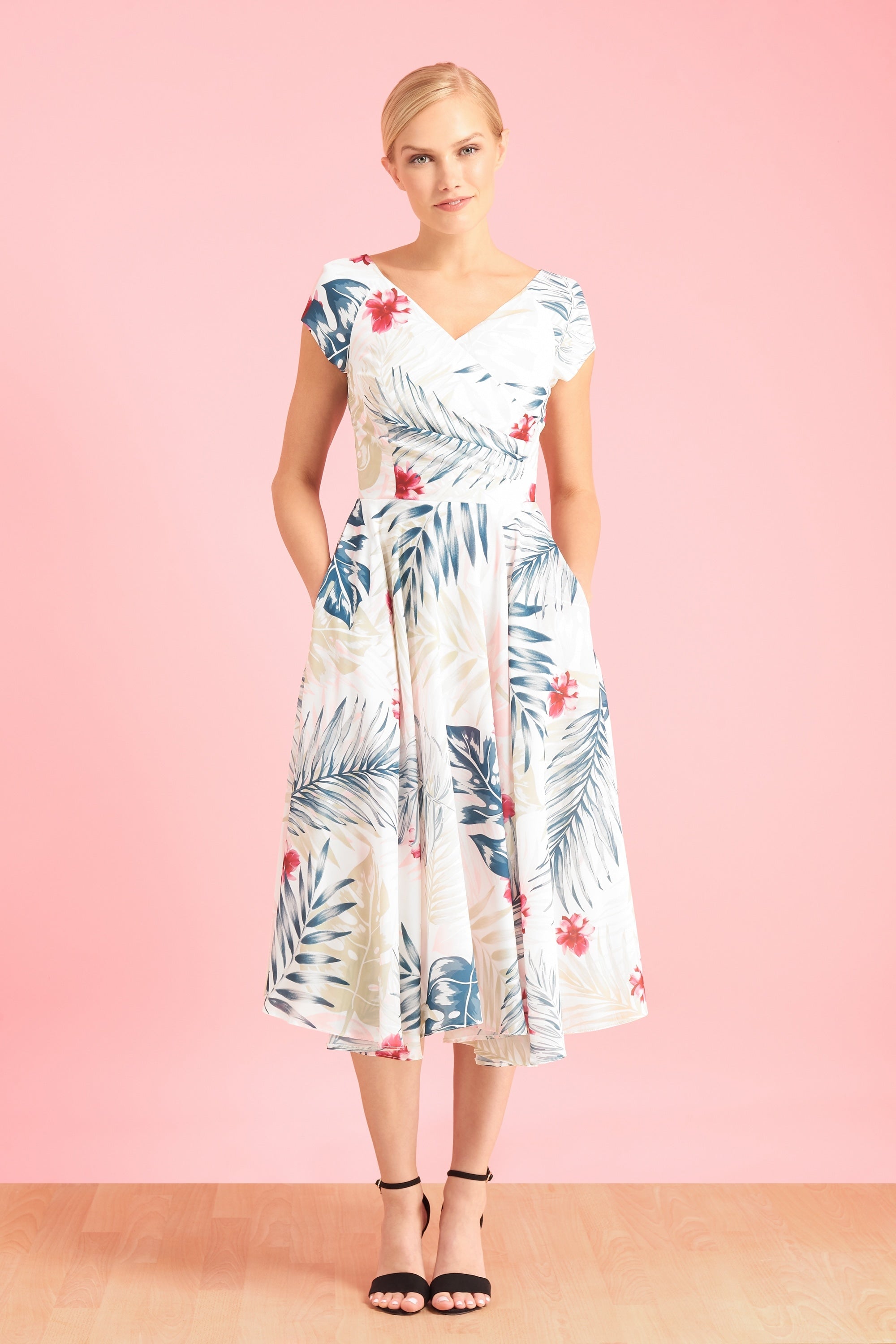 Hourglass Hawaiian Georgette Swing Dress