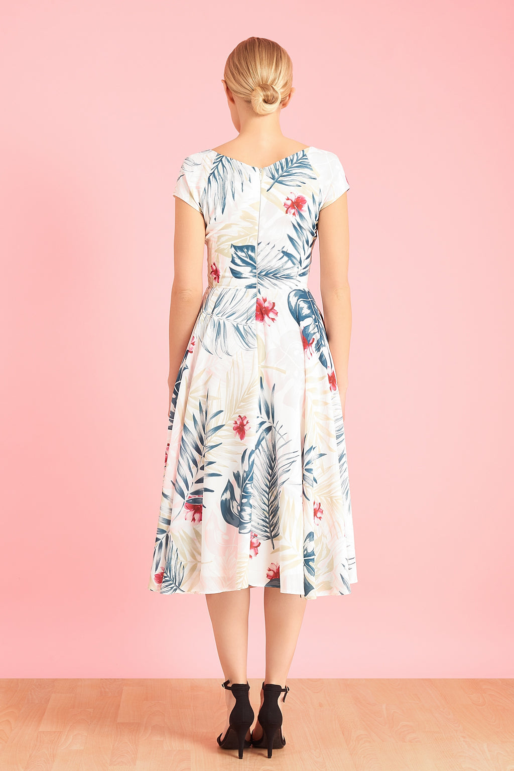 Hourglass Hawaiian Georgette Swing Dress